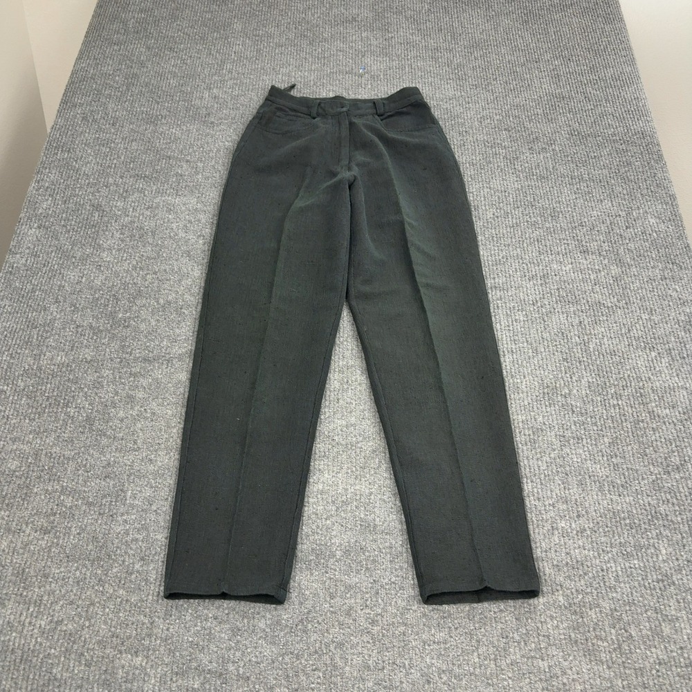 Vintage Royal Pants Womens 6 Dark Gray Silk Cotton Textured High Rise Trousers